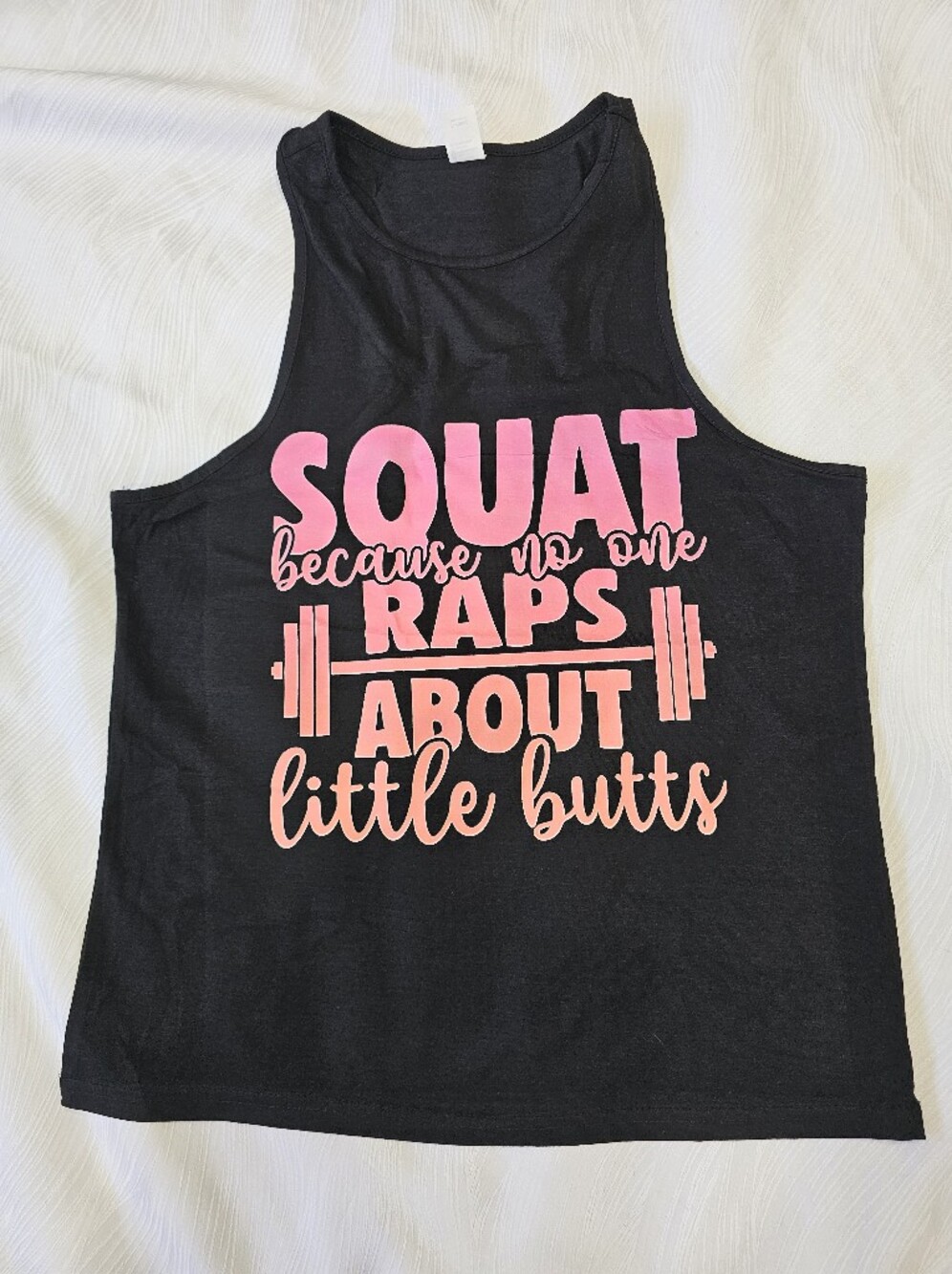 Womens XL Black Tank Top with Pink Fitness Graphic